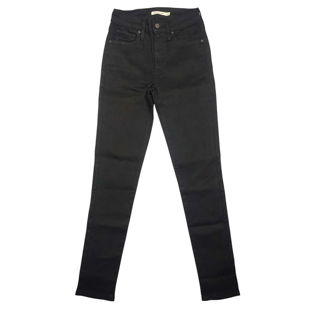 Levi's 721 High Rise Skinny Jeans Women 26 Black Solid Cotton Blend Denim